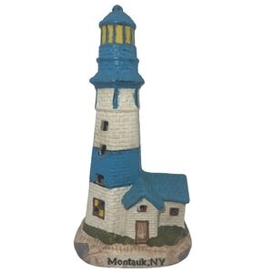 Ceramic Montauk Lighthouse NY Figurine Hand Paint Markers Mark?‎ 8"H?